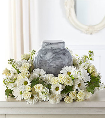 FTD Timeless Tribute Cremation Adornment. An arrangement by Fendley Florists.
