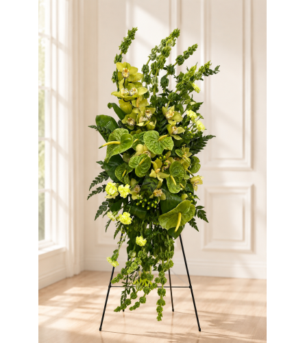 Evergreen Elegance Tribute - Deluxe. An arrangement by Floral Lady Design Studio LLC.