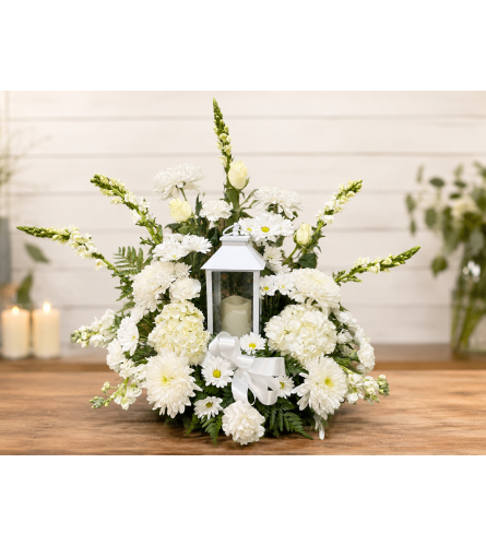 Treasured Memories Lantern. An arrangement by Fink Flowers Gifts and Flower Delivery.
