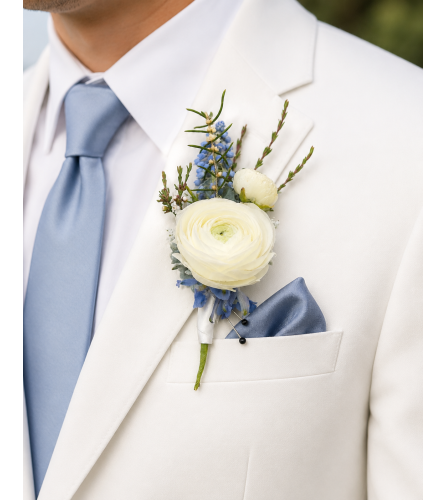 Pure Elegance Boutonniere. An arrangement by Floral Lady Design Studio LLC.