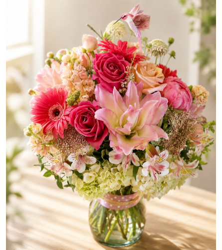 Blushing Lily and Rose Embrace. An arrangement by Floral Lady Design Studio LLC.