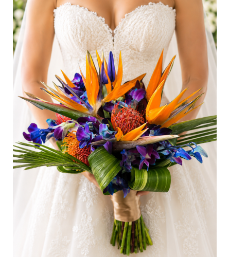 Tropical Twilight Bridal Bouquet. An arrangement by Floral Lady Design Studio LLC.