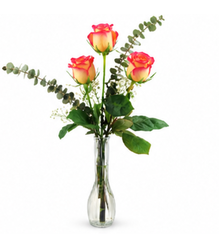 Three High and Magic Roses. An arrangement by Balloon Bouquets Plus.
