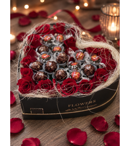 Sweetheart Rose and Chocolate Gift. An arrangement by Floral Lady Design Studio LLC.