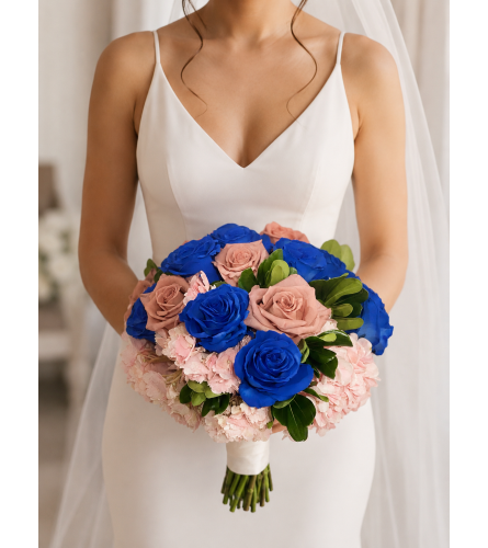 Blue Velvet Romance Bridal. An arrangement by Floral Lady Design Studio LLC.