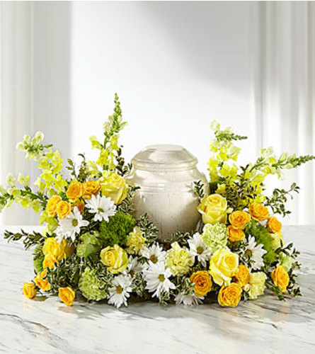 FTD Graceful Love Cremation Adornment. An arrangement by Fendley Florists.