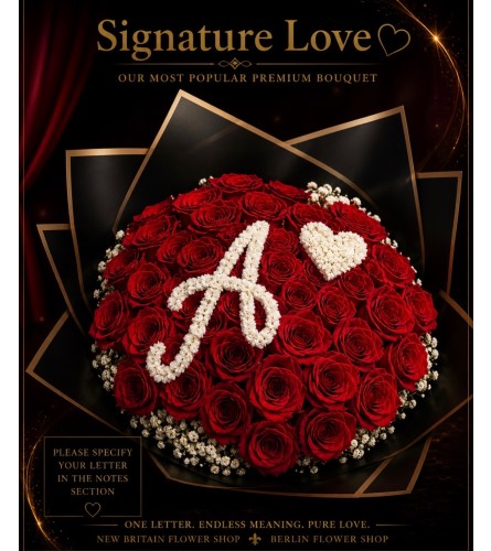 Signature Love Custom Initial Bouquet - Deluxe. An arrangement by New Britain Flower Shop.