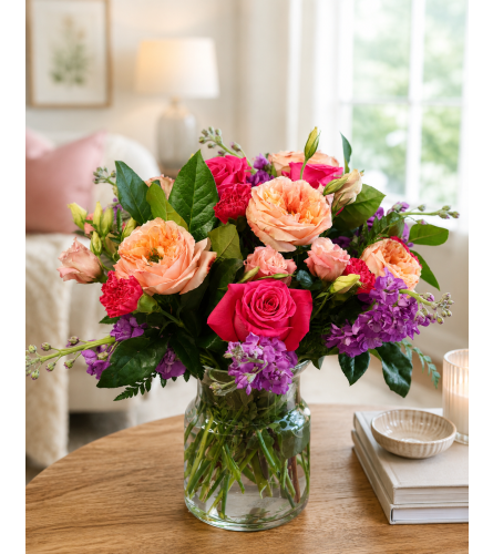 Peach Summer Garden - Deluxe. An arrangement by Sonia's Florist.