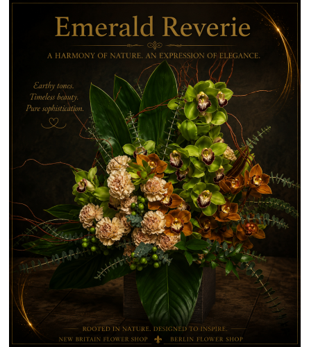 Emerald Reverie Arrangement - Deluxe. An arrangement by New Britain Flower Shop.