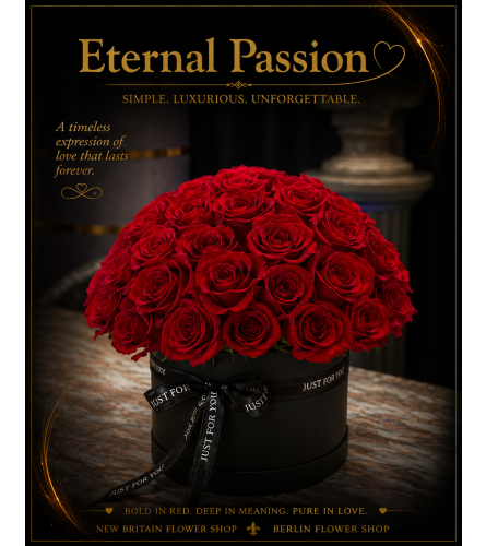 Eternal Passion Roses - Deluxe. An arrangement by New Britain Flower Shop.