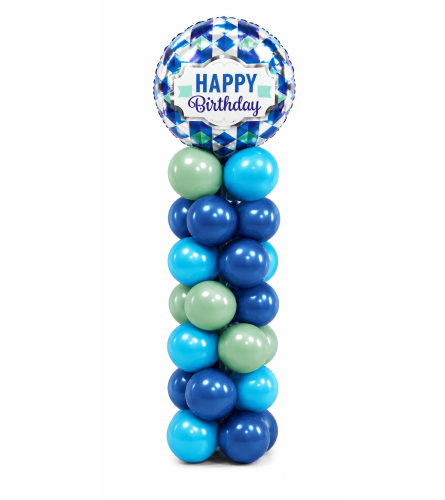 Birthday Tie Pattern Mini Balloon Column. An arrangement by Balloon Bouquets Plus.