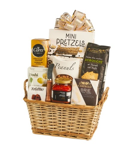 Savoury Selection Gourmet Basket - Standard. An arrangement by Hillcrest Florist.