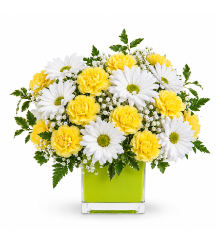 Yellow and White Delight. An arrangement by Balloon Bouquets Plus.