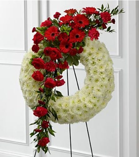 Graceful Tribute Wreath. An arrangement by Fendley Florists.