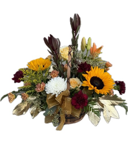 Sunlit Serenity Basket. An arrangement by Hills Valley Floral.