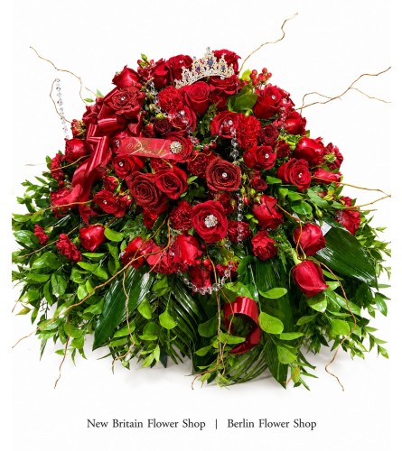 Royal Red Casket Spray, - Deluxe. An arrangement by Berlin Flower Shop.