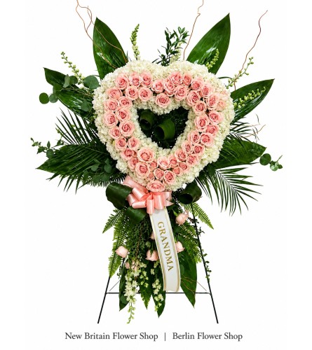 Heartfelt Tribute Heart Wreath - Deluxe. An arrangement by Berlin Flower Shop.
