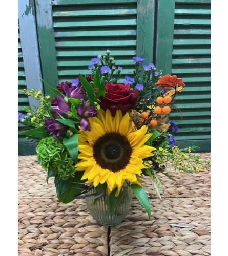 Crisp Autumn Air Vase. An arrangement by Forest Florist.