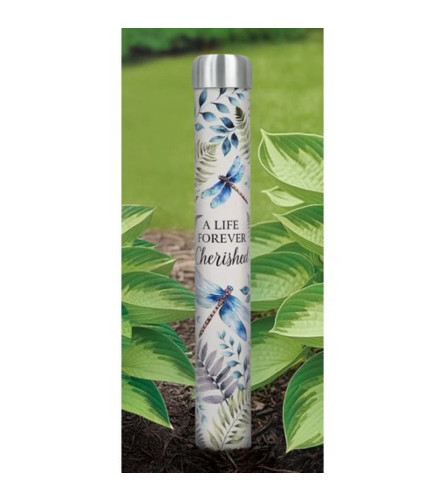 A Life forever Cherished Garden Pole with Stake. An arrangement by Block Farms Flowers.