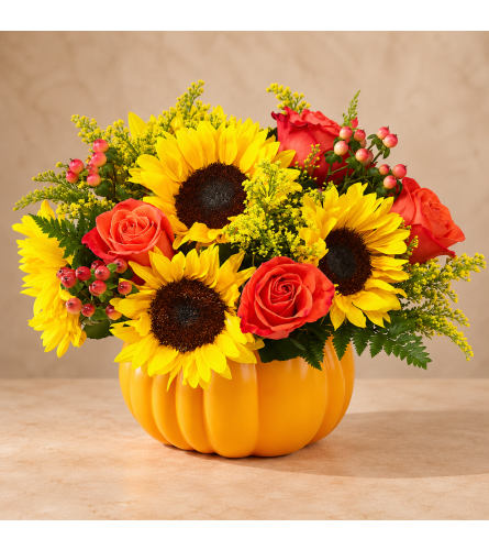 Pick of the Patch Pumpkin Bouquet - Deluxe. An arrangement by Bill's Flowers Arrangements.