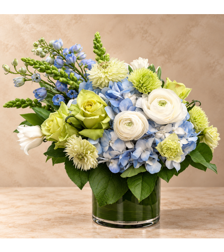 Alluring Aquamarine - Deluxe. An arrangement by Bill's Flowers Arrangements.