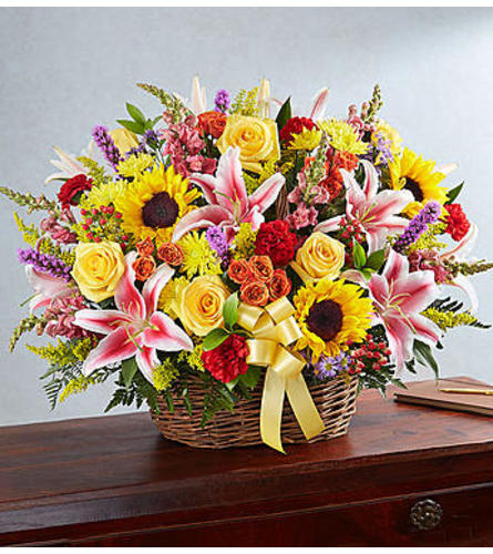 Multicolor Bright Sympathy Basket Arrangement