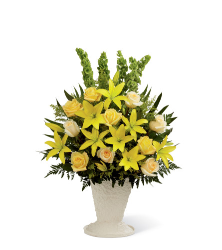 The FTD® Golden Memories™ Arrangement - Standard. An arrangement by Grower Direct Acadia.