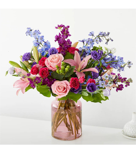 The Breezy Meadows Bouquet in Blush Vase