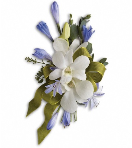 Blue and White Elegance Corsage