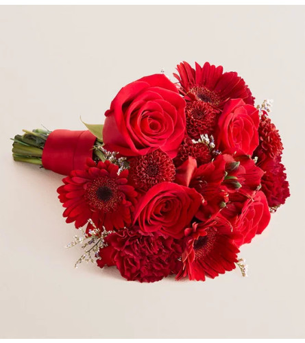 Prom Bouquet - Red and Burgundy - Deluxe. An arrangement by Sicola's Florist.