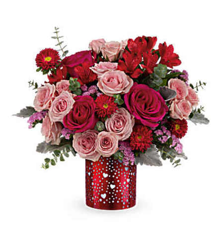 The Teleflora's Heartstruck Bouquet - Deluxe. An arrangement by Marivel's Florist and Gifts.