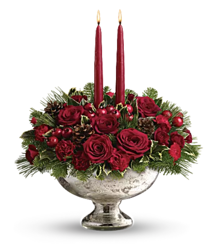 Teleflora's Mercury Glass Bowl Bouquet Centerpiece