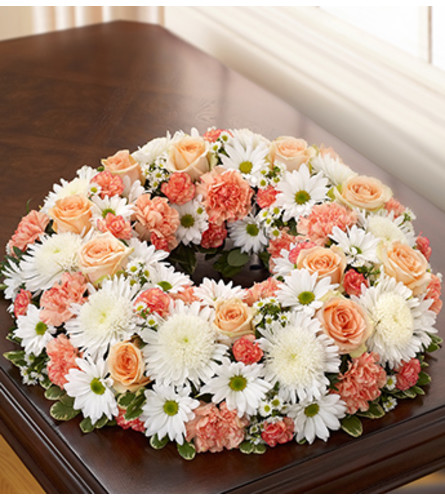 Cremation Wreath - Peach, Orange and White