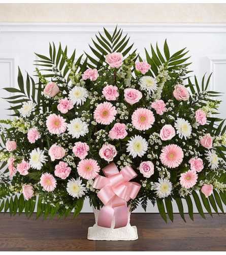 Heartfelt Tribute™ Floor Basket- Pink & White XL