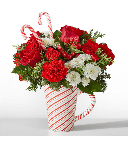 Peppermint Swirl Mug - Deluxe. An arrangement by Sueppel's Flowers.