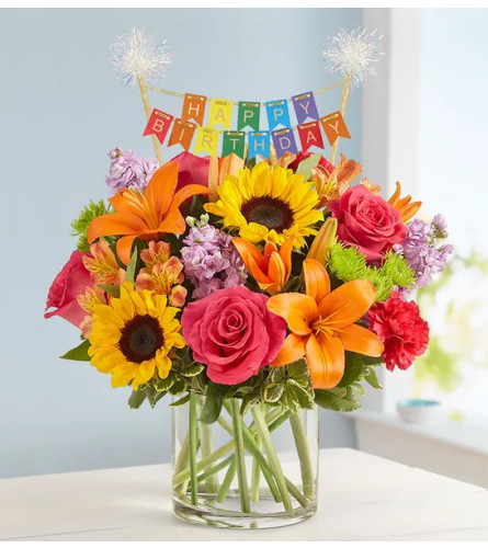 The Floral Embrace™ with Happy Birthday Banner XL