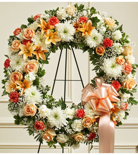 Peach, Orange and White Standing Wreath