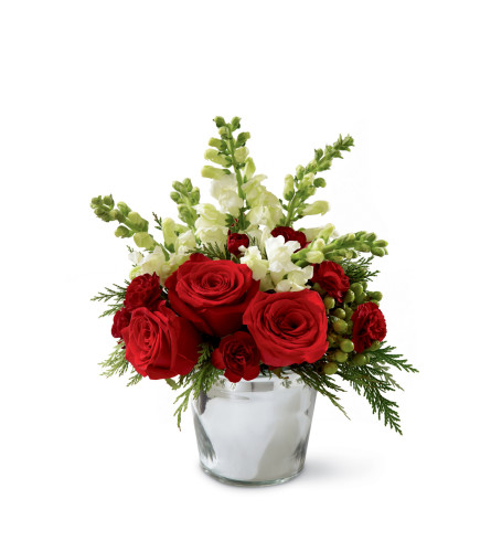 The FTD® Season's Sparkle™ Bouquet in a Silver Vase - Standard. An arrangement by Grower Direct Acadia.