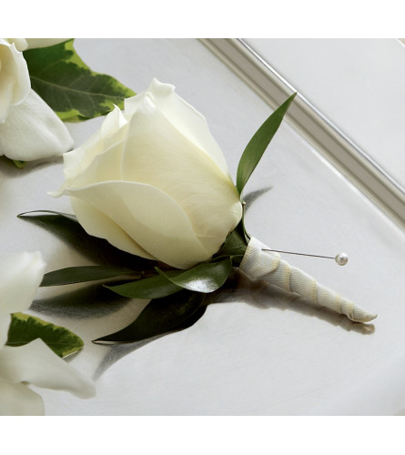 The FTD® White Rose Boutonniere