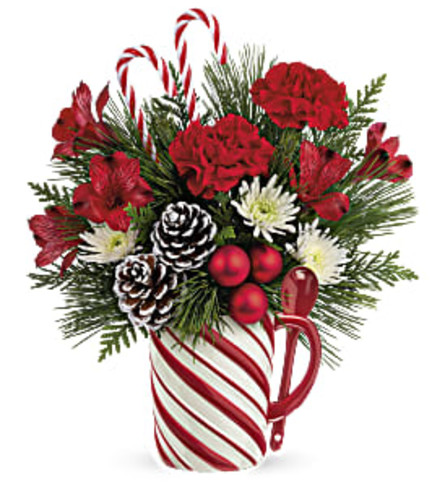 Teleflora's Send a Hug Sweet Stripes Bouquet - Standard. An arrangement by GardeLina Flowers.