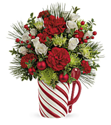 Teleflora's Send a Hug Candy Cane Greeting Bouquet