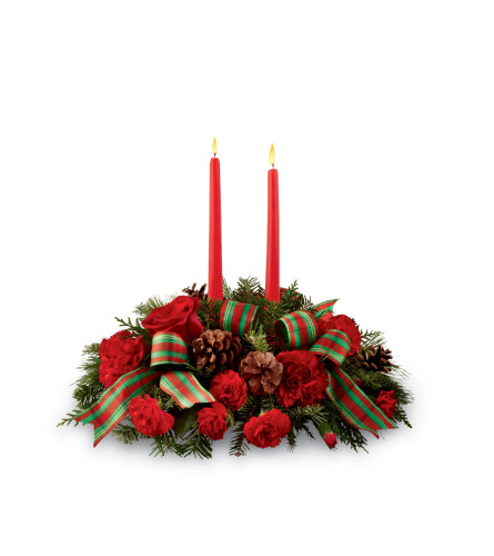 The FTD® Holiday Classics™ Centerpiece - Standard. An arrangement by Grower Direct Acadia.