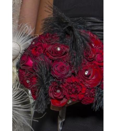 Red Rose and Feather Bouquet