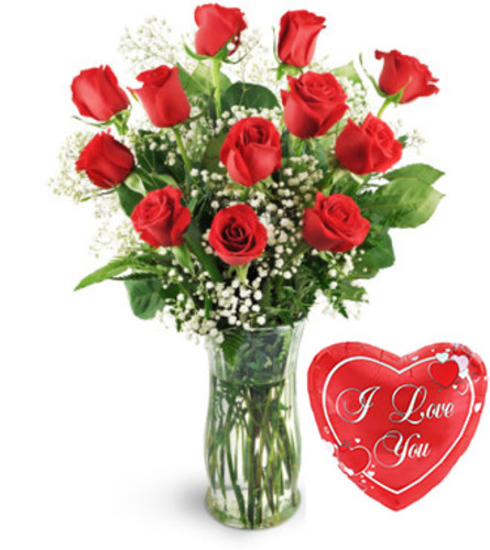 12 Classic Roses with Balloon special