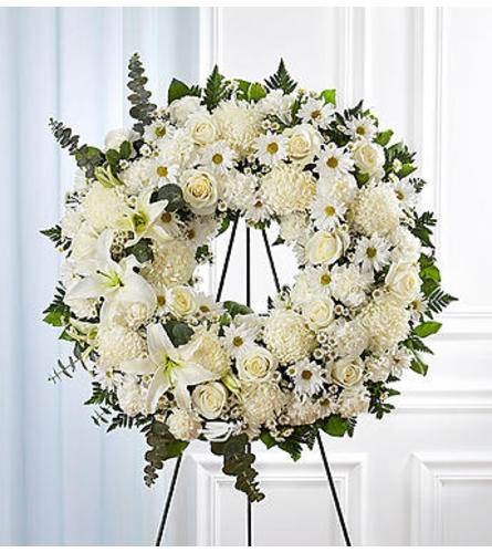 Serene Blessings White Standing Wreath