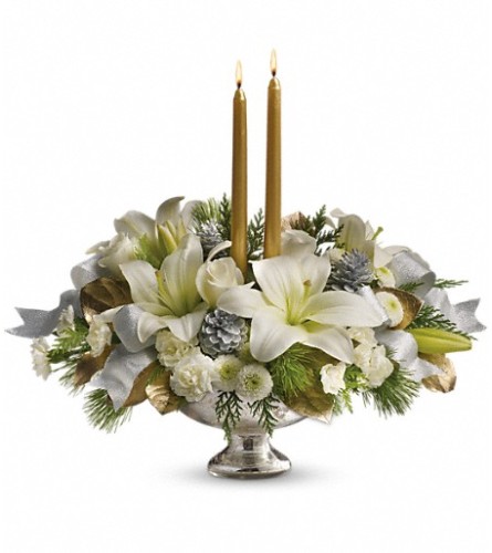 Teleflora's Silver And Gold Centerpiece