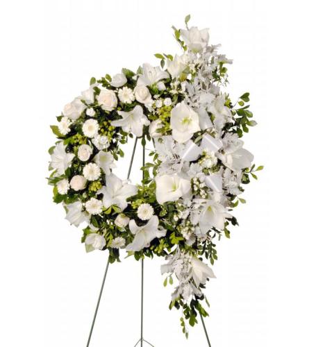 Elegant White Funeral Wreath