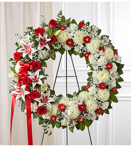 Red Rose and Lily Standing Wreath