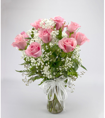 Classic Long Stem Pink Rose Arrangement