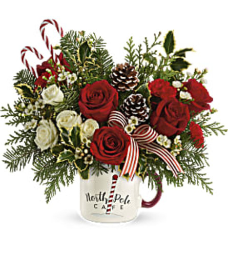 Send a Hug Cozy Holiday Mug by Teleflora 2020 - Deluxe. An arrangement by Marivel's Florist and Gifts.